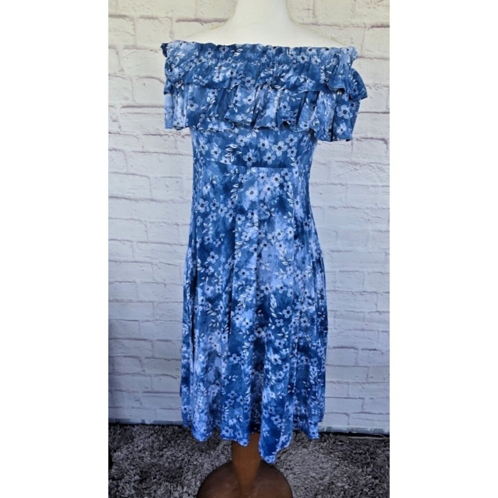 Zink London Floral Print Fit & Flare Dress Lined Shoulder Off Medium